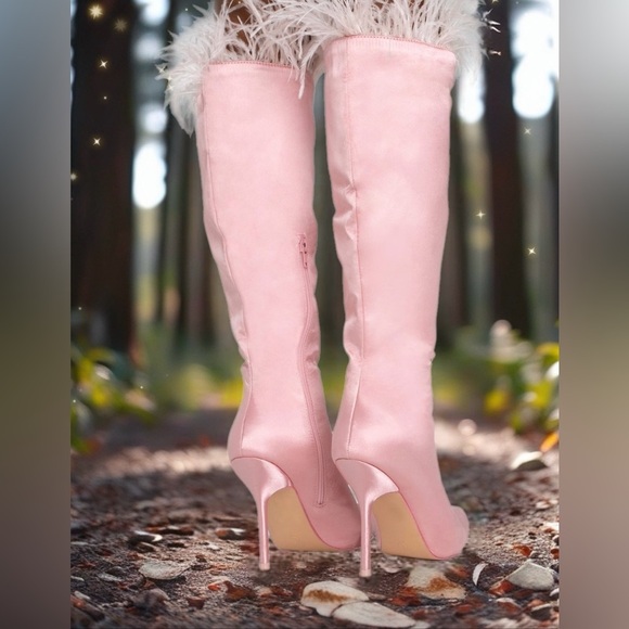 NIB Dolls Kill Public Desire Baddie Knee High Boots in Pink - Picture 6 of 9